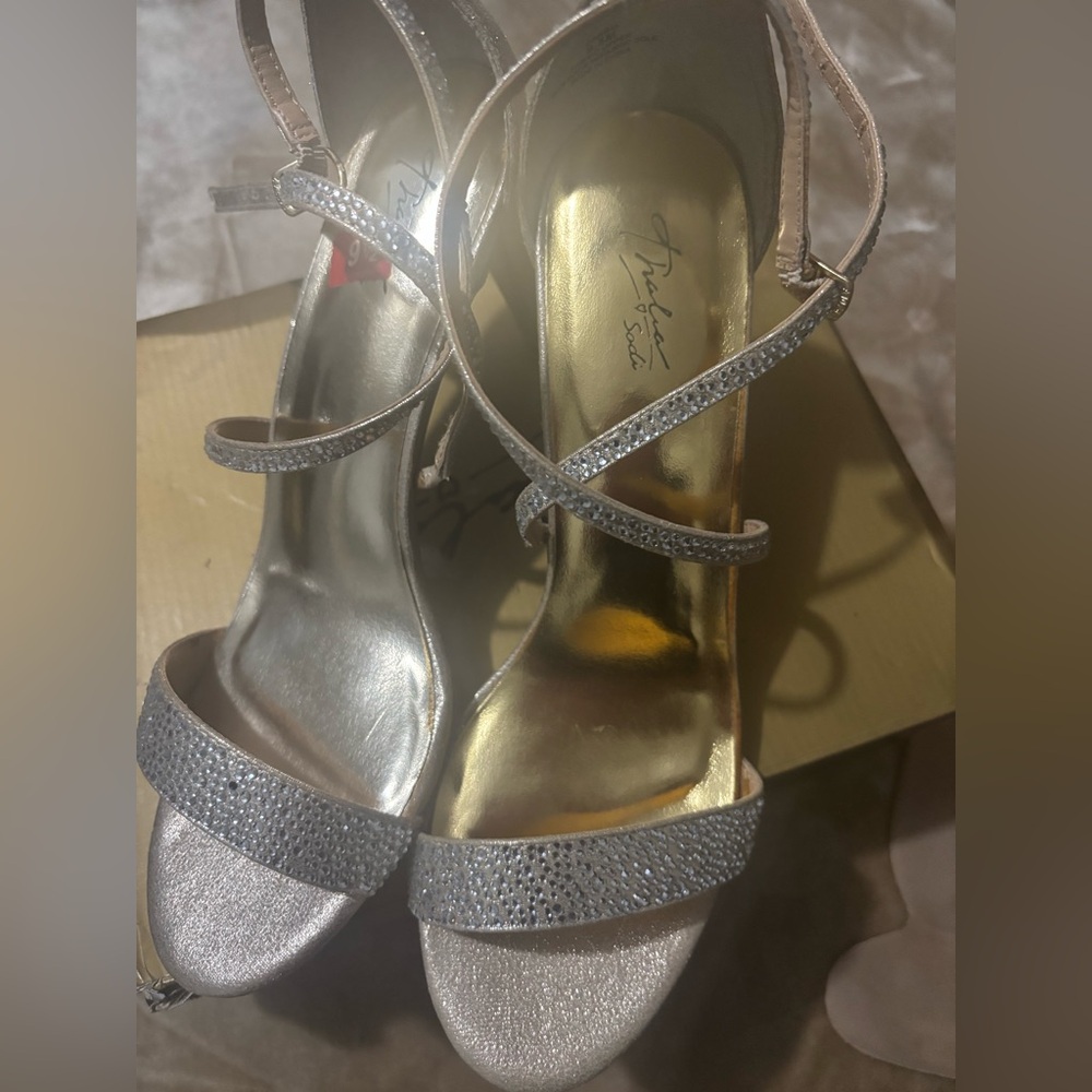 Elegant Silver Strappy Heels